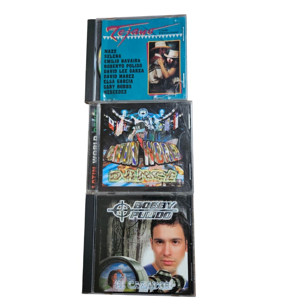 Lot of 3 Tejano Latin CDs Selena Bobby Pulido El Cazador Latin World Dance